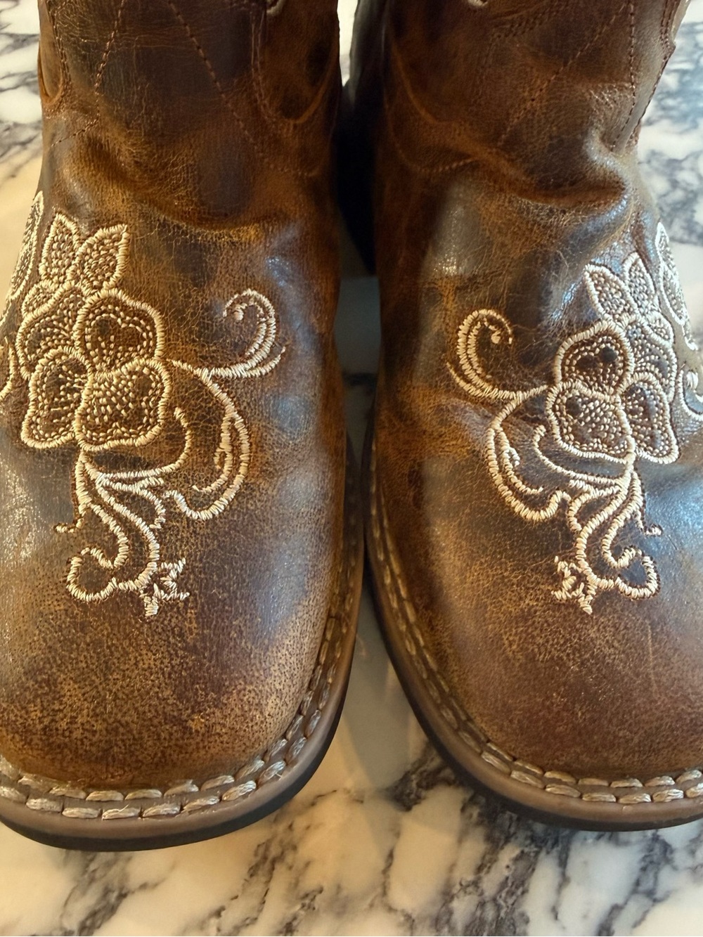 Shyanne Girls Little Lasy Floral Embroidered Western Cowboy Boots Leather 2 D